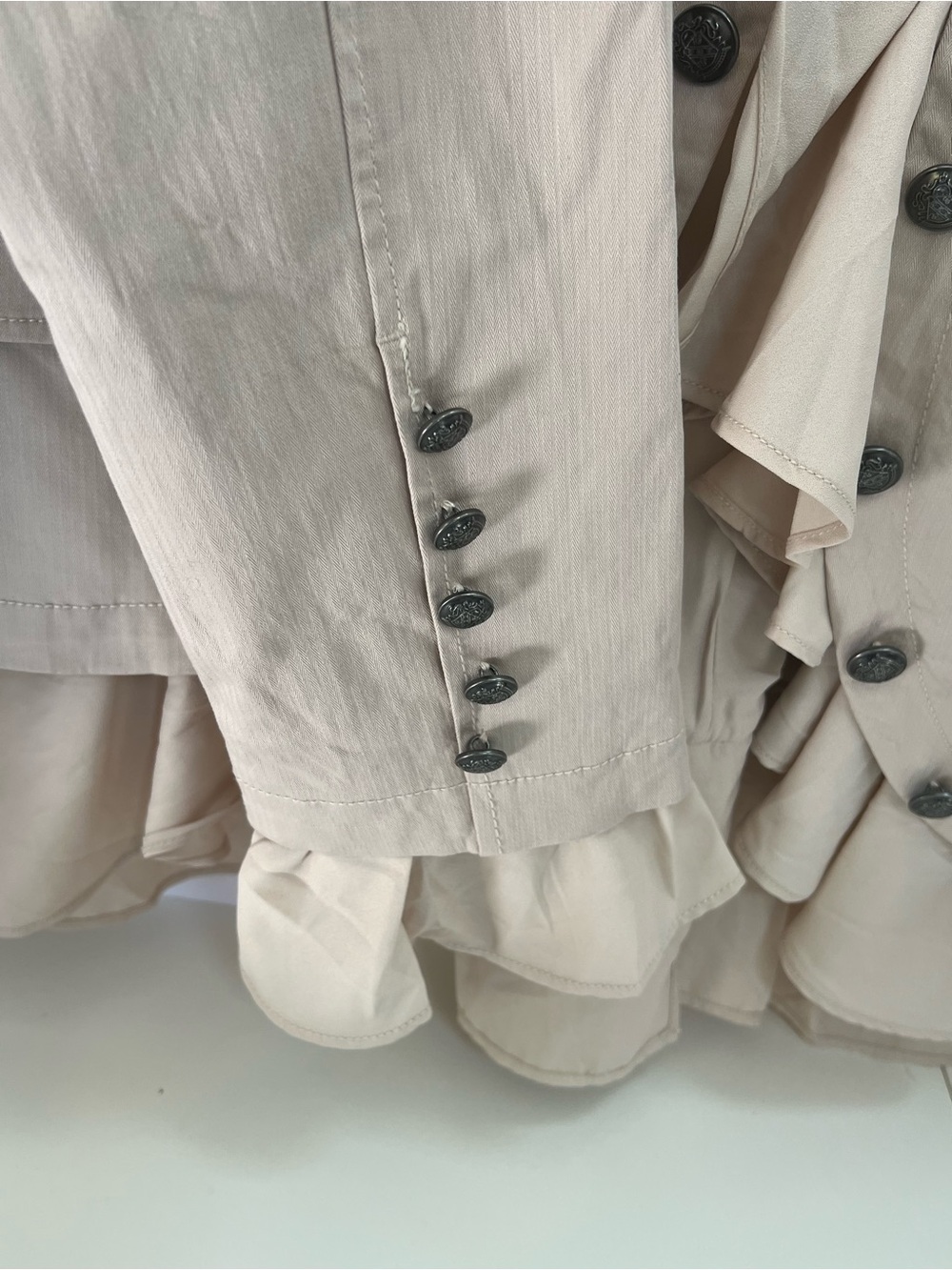 Free People Beige Ruffle-Front Button Jacket - Picture 4 of 11